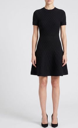 Balmain Mini abito girocollo in viscosa stretch nera a maniche corte