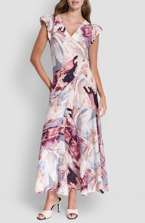 DKNY Puff Sleeve Satin Maxi Dress in Urban Sandstorm at Nordstrom, Size X-Small