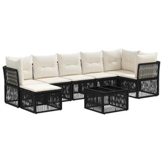vidaXL Conjunto De Sof&aacute;s De Jard&iacute;n 8 Pcs Negro Rat&aacute;n Sint&eacute;tico Vidaxl