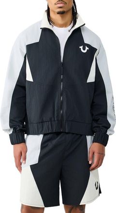 True Religion Colorblock Nylon Track Jacket in Jet Black at Nordstrom, Size Xxx-Large