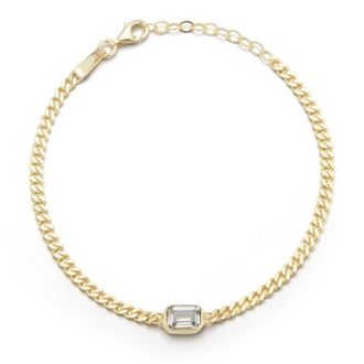 Glaze Jewelry Sterling Silver Emerald-Cut Curb Bracelet