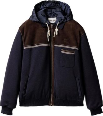 Miu Miu drawstrings hooded jacket - Blue