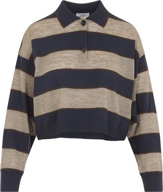 Brunello Cucinelli Blue Striped Polo