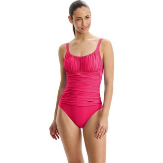Gottex Tutti Frutti Shirred Peasant One Piece in Magenta at Nordstrom, Size 14