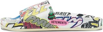 VETEMENTS Sandali slides con stampa grafica - Bianco