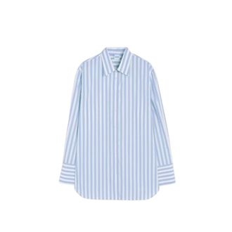 Aspesi Shirts, female, Blue, 2XS, Vertical Striped Cotton Poplin Shirt