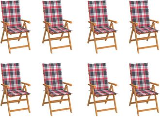 vidaXL Vidaxl - Sillas De Jard&iacute;n Reclinables Con Cojines 8 Uds Teca Maciza