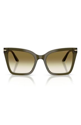 Emporio Armani 53mm Gradient Square Sunglasses in Shiny Dark Green /Clear at Nordstrom
