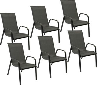 Happy Garden Pack De 6 Sillas Marbella En Textileno Gris Aluminio Gris Antracita