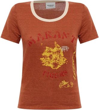 Isabel Marant Tops, Dames, Bruin, L, Linnen, Kiliann T-shirt
