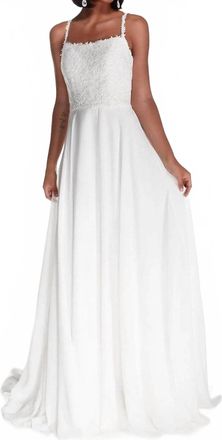 Alyce Paris Laced Straight-Across Bridal Gown In Diamond White