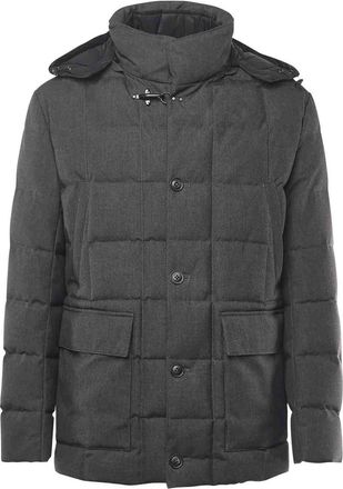 Fay Padded Pea Coat In Melange Canvas