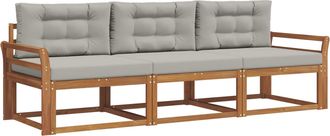 vidaXL Conjunto De Sof&aacute;s De Exterior 3 Uds. Gris Natural Y Claro Vidaxl