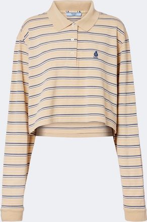 Prada Logo striped cotton piqu&eacute; polo shirt