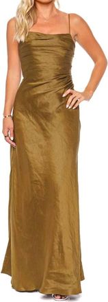 Aje Clarice Draped Maxi Dress In Deep Olive