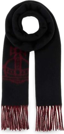 Vivienne Westwood Accessoires, Dames, Zwart, ONE Size, Wol, Double Face Single Orb Sjaal