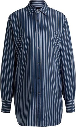 HUGO BOSS Womens Collared Neck Long Sleeve Regular Fit Shirt in Bright Blue - Size 10 UK