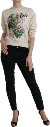 Dolce & Gabbana Womens Jungle-Printed Cotton Sweatshirt Beige Sweatshirts