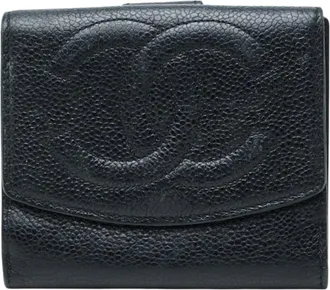 Chanel Black Grained Calfskin Wallet (Bi-Fold) (Pre-Owned)