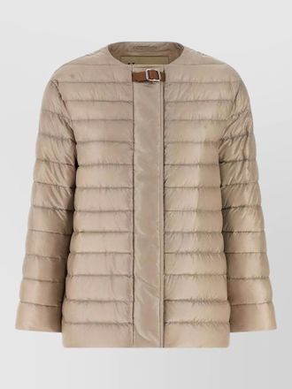 Herno leather buckle strap quilted down jacket