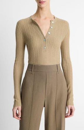Vince Pointelle Cashmere & Silk Henley in Mojave at Nordstrom Rack, Size X-Large