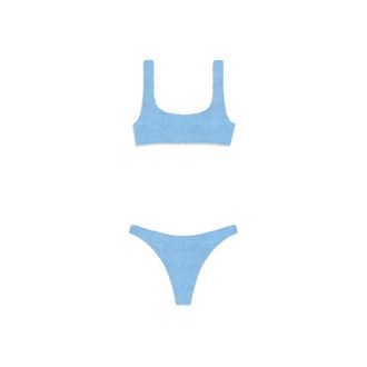MC2 Saint Barth Badmode, Dames, Blauw, M, Gekreukelde Bikini Top en Cheekiest Bottom