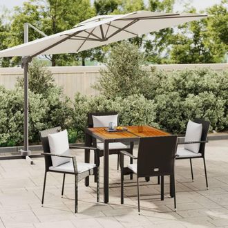 vidaXL Vidaxl - Set De Muebles Jard&iacute;n 5 Pzas Con Cojines Rat&aacute;n Sint&eacute;tico Negro