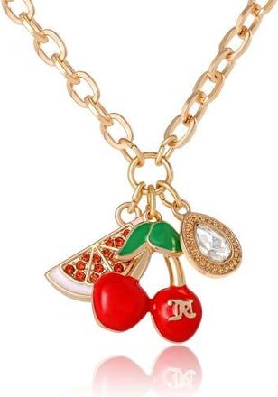 Juicy Couture Cherry & Watermelon Charm Necklace, 18 + 2 in Gold Tone, Red at Nordstrom