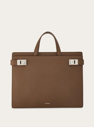 Ferragamo Men Briefcase with Gancini buckles (S) Brown