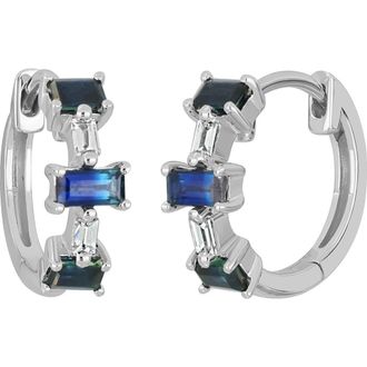 Bony Levy El Mar 18K White Gold Sapphire & Diamond Huggie Hoop Earrings in 18K White Gold/Sapphire at Nordstrom Rack