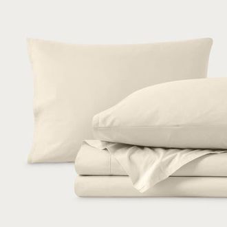 Bare Home 100% Organic Cotton Percale Cooling Sheet Set - Split Head King in Sand at Nordstrom