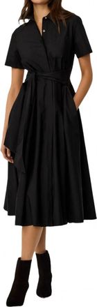 Toccin Megan Short Sleeve Tie-Front Midi Shirt Dress In Jet