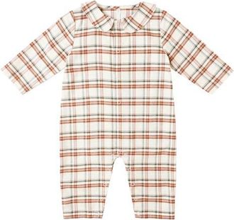 Rylee + Cru Plaid Cotton Blend Romper in Holiday-Plaid at Nordstrom, Size 12-18M