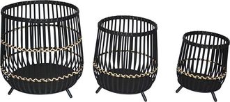 Sagebrook Home Set Of 2 Bamboo Footed Planters