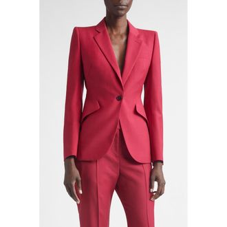 Alexander McQueen Single Breasted Wool & Mohair Jacket in Raspberry at Nordstrom, Size 4 Us