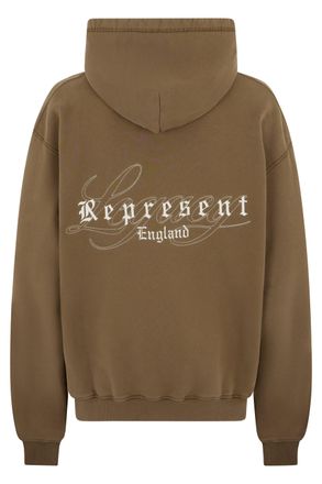 Represent Mens Hoodie Embroidered Logo Brown Cotton Jumpers Sweater