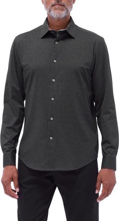 Bugatchi Jimmy OoohCotton Solid Button-Up Shirt in Black at Nordstrom, Size Xxx-Large