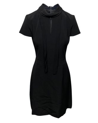 HUGO BOSS Hugo Keyhole Neckline Work Dress is Black Viscose