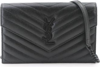 Saint Laurent Black Leather Chain/Shoulder Wallet (Pre-Owned)