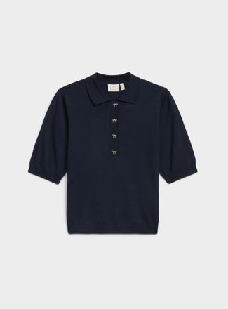 Kaffe Womens Sparkling bow buttons Polo Shirt shirt