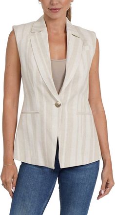 Love Token Cheryl Linen Blend Vest In Khaki