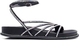 Le Silla crystal-embelished sandals - women - Satin/Goat Skin/Rubber - 35 - Black