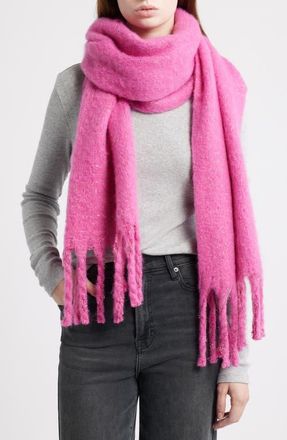 Treasure & Bond Cozy Sparkle Fringe Scarf in Pink at Nordstrom