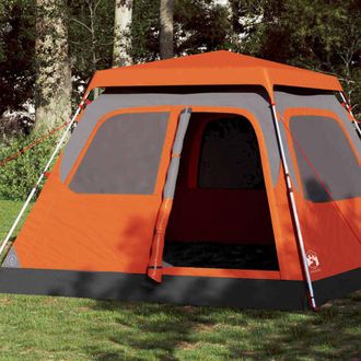 vidaXL vidaXL Tenda a Cupola 6 Persone Grigio e Arancione a Rilascio Rapido