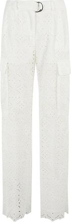 Ermanno Scervino Stijlvolle wijde broek - Dames - Wijde Broeken - Wit - XS - Katoen - Broeken