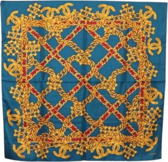 Chanel Pre-owned Scarves, female, Blue, Size: ONE SIZE Pre-owned Silk Scarf