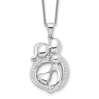 Diamond2Deal Sterling Silver Cubic Zirconia Family of 3 Gathering Necklace