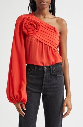 Farm Rio Red Rose One-Shoulder Top at Nordstrom, Size Medium