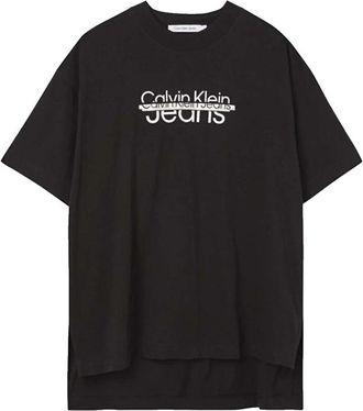 Calvin Klein Disrupted Logo Oversize T-shirt - Dames - T-shirts - Zwart - S - Tops