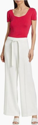 Elie Tahari Brianne Tie Belt Pants In White